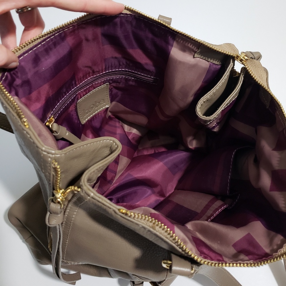 Kooba Taupe Leather Tote Shoulder Bag Purse - Picture 7 of 7